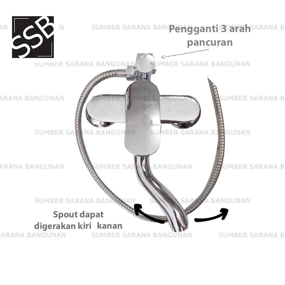 Shower Tiang Stainless / Shower Column Panas Dingin Set Komplit