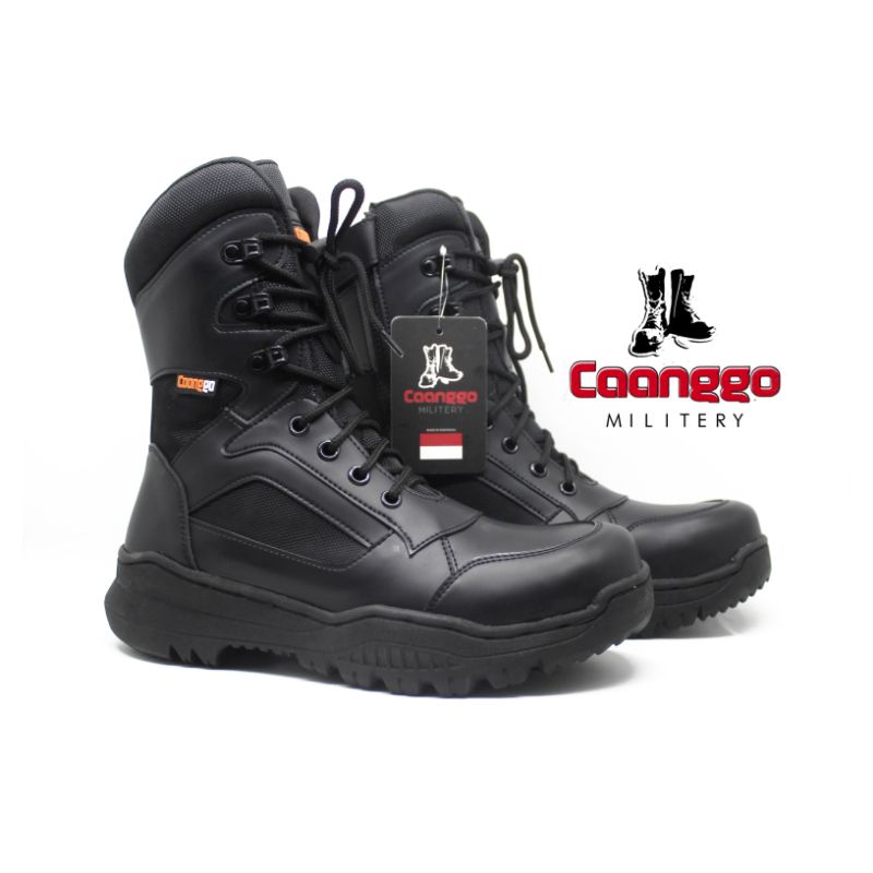 SEPATU PDL CAANGGO MILITARY boots safety ujung besi hitam 9inci