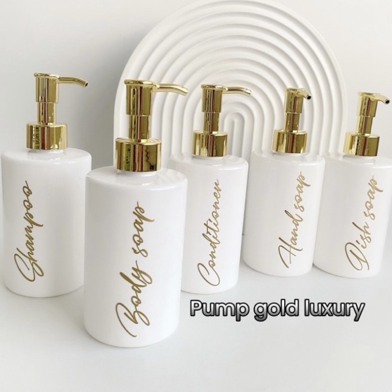 BOTOL PUTIH EXCLUSIVE 250ML AESTHETIC BOTTLE MINIMALIST REFILL ORGANIZER TEMPAT SABUN CAIR PUMP LOTION CLIP OIL GOLD TEMPA