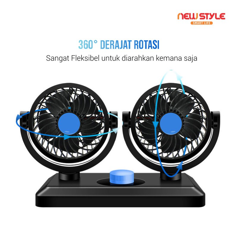 Trend-Kipas Angin Untuk Mobil - Dual Head Fan 360 Degree