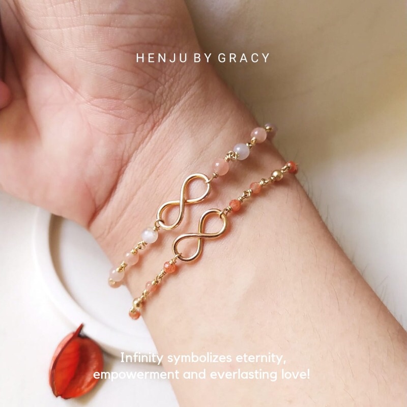 HENJU BY GRACY | Infinity Bracelet | 14k Rose Gold Filled | 14k Gold Filled | Gemstone Bracelet