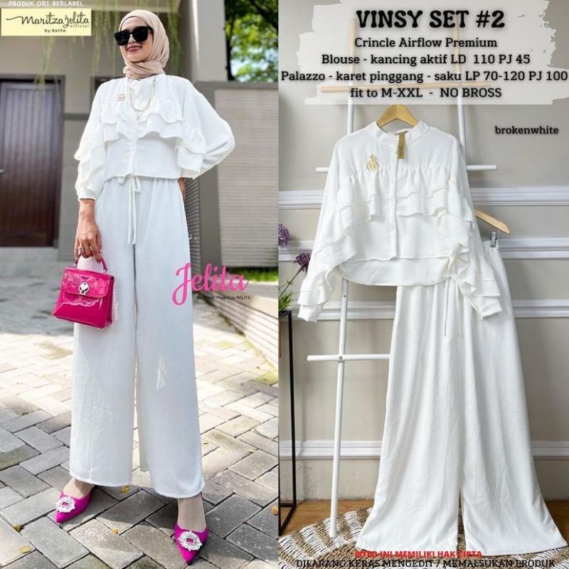 Fashion Muslim, Stelan Celana, Fashion Wanita, One set.  Vinsy Set