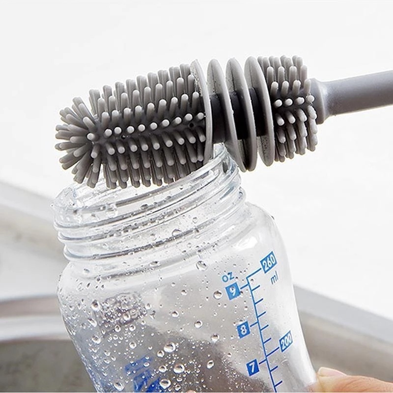 1PC Long Handle Multifunctional TPR Cleaning Bottle Brush For Glass Cup ，Baby Bottle