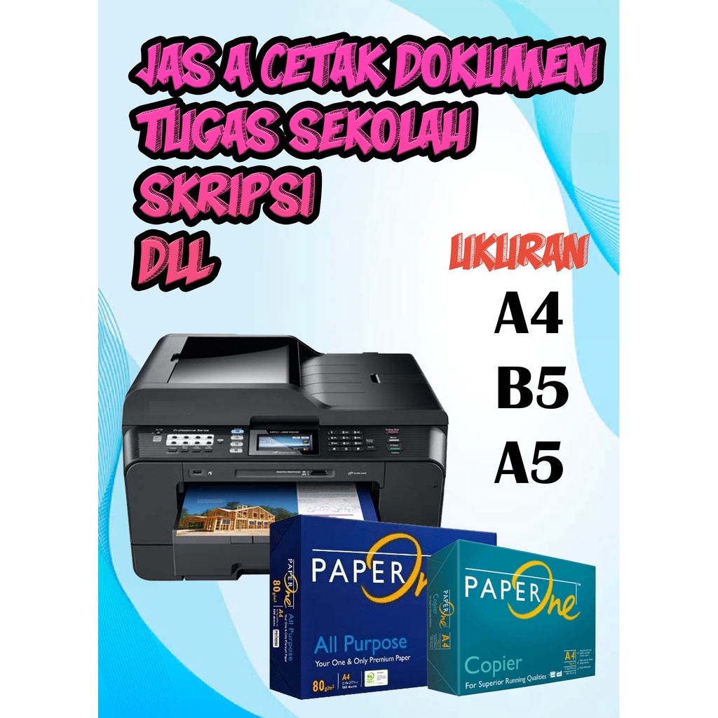 

JASA CETAK / PRINT HITAM PUTIH / WARNA MURAH A4 75 gr JAKARTA TIMUR