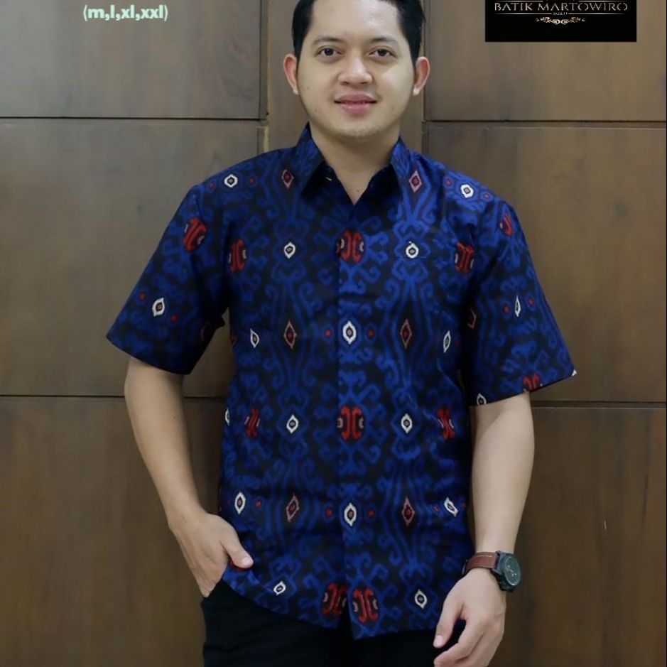 Kemeja Batik Warna Navy Batik Lengan Pendek Warna Navy TANAKA NAVY PENDEK Batik Lapis Furing