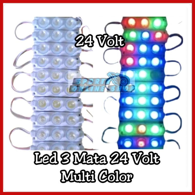 Lampu Led 3 Mata Besar 24 Volt Multi Color