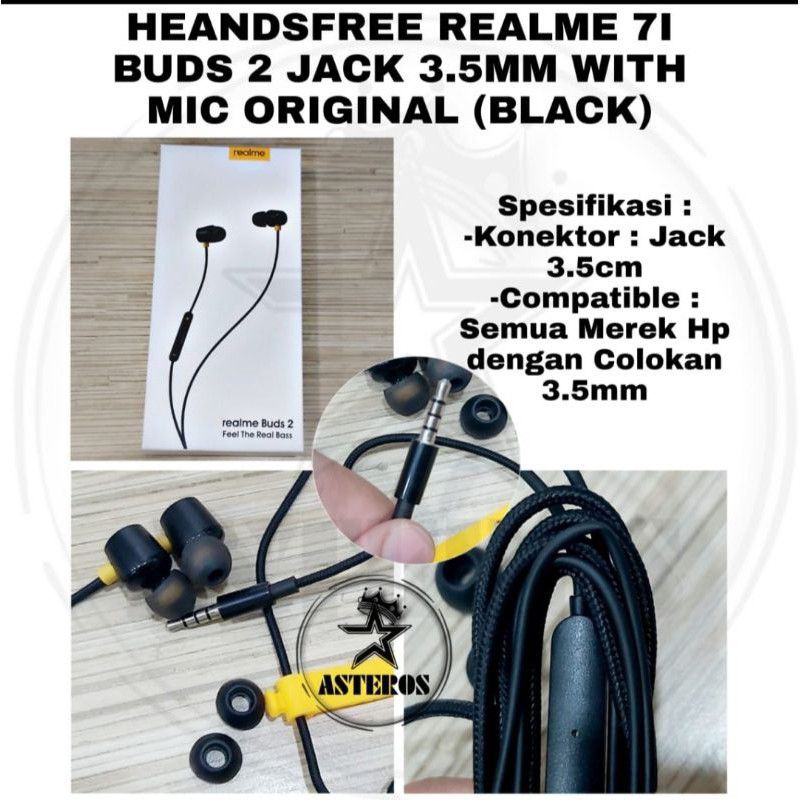 Headset Realme Buds 2 Magnetic Jack 3.5mm With Mic Original