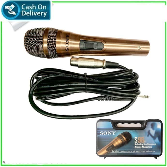 Sony Microphone Kabel S-96 Super Body Besi Plus koper - GOLD suara mantap