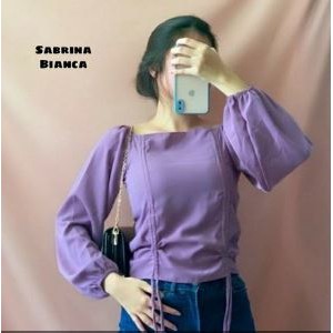 BLOUSE SABRINA SERUT UNGU LILAC BAJU ATASAN WANITA DNCMS BIANCA