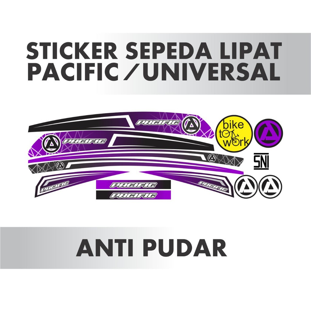 STICKER SEPEDA PACIFIC UNGU HITAM