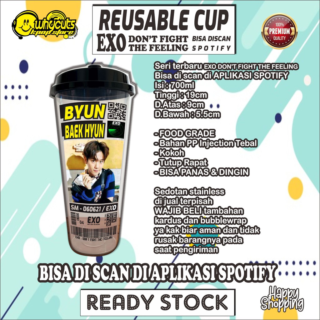 [BACA DESKRIPSI} REUSABLE CUP EXO DONT FIGHT THE FEELING (READY STOK WAJIB ORDER BUBBLEWRAP YAH )