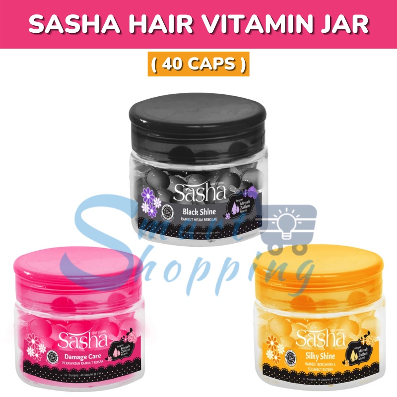 SASHA HAIR VITAMIN JAR ( 40 CAPS ) / VITAMIN RAMBUT