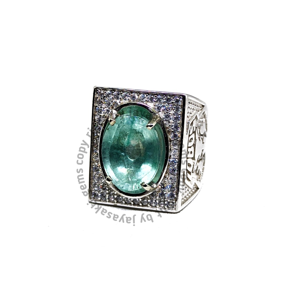 Natural Batu Permata Emerald Berly Zamrud Colombia Ring alpaka EBZC10