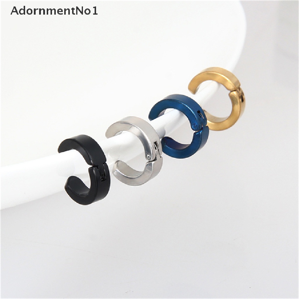 (AdornmentNo1) 1 Pasang Anting Bulat Bahan Stainless Steel Gaya PUNK Untuk Pria / Wanita