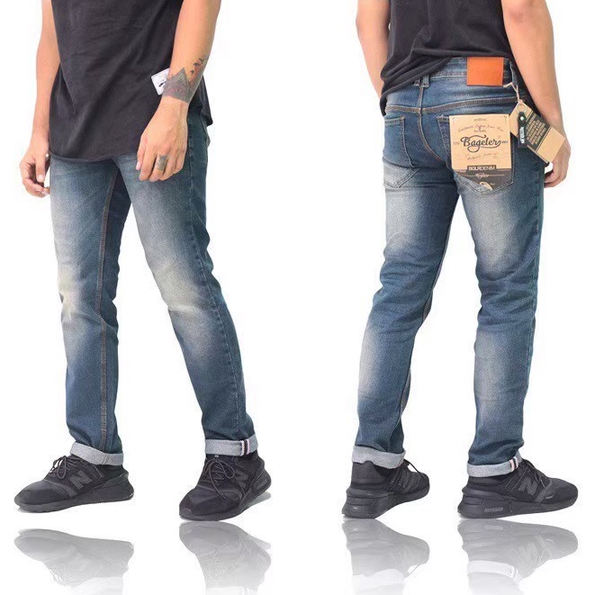 Celana Jeans Panjang Pria Slimfit Denim Stretch Original SM BAGELER