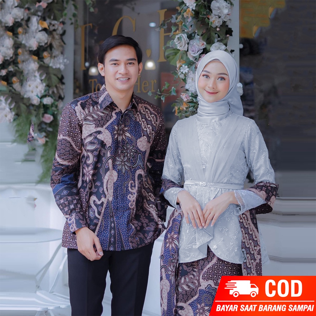 New Arrival - Galeribatik Solo - Batik Kebaya Couple Yunika Payet Ronce / Baju Sarimbit Tunangan Couple Kondangan termurah /Ouftin kebaya Wisuda Lamaran kekinian