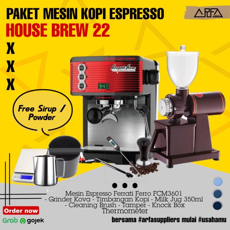 Paket Mesin Kopi Espresso Ferratti Ferro FCM3601 - House Brew 22