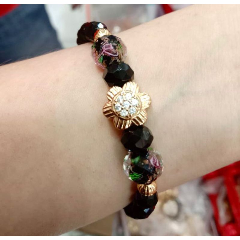 gelang tangan wanita//gelang kristal//perhiasan lapis emas