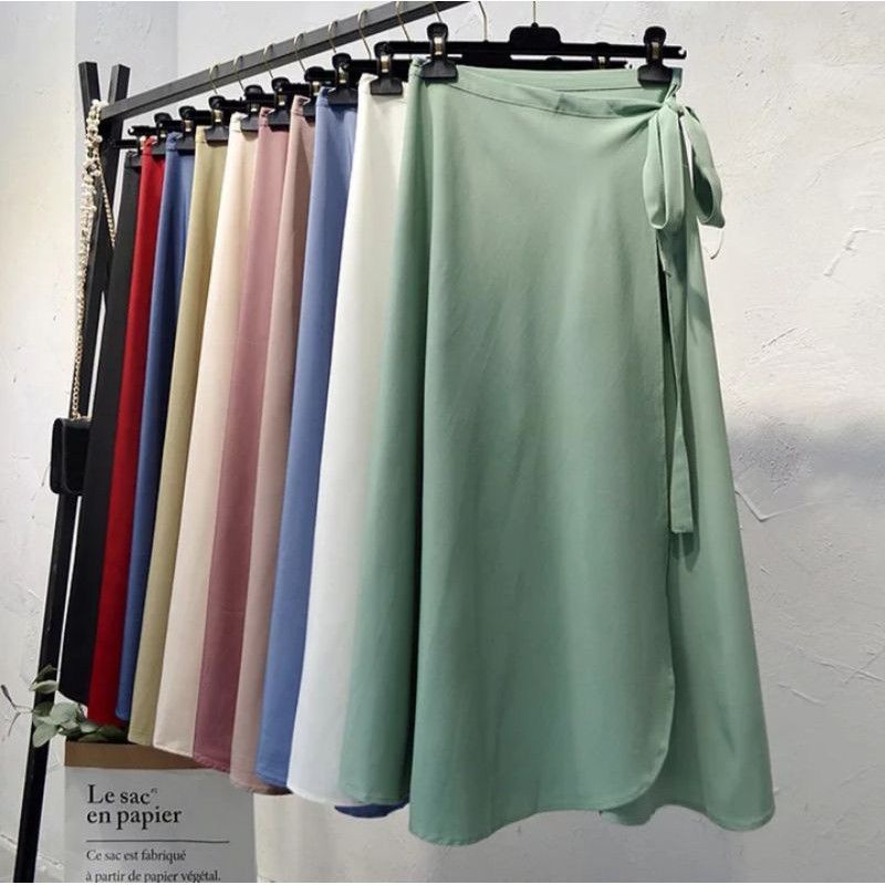 Rok Panjang Lilit Tali / tali moscrepe / rok wanita / rok Korea