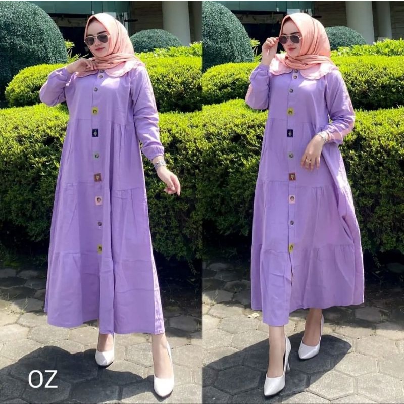 MARISSA MIDI DRES LINEN PREMIUM BUSUI FULL KANCING KEKINIAN TRENDY