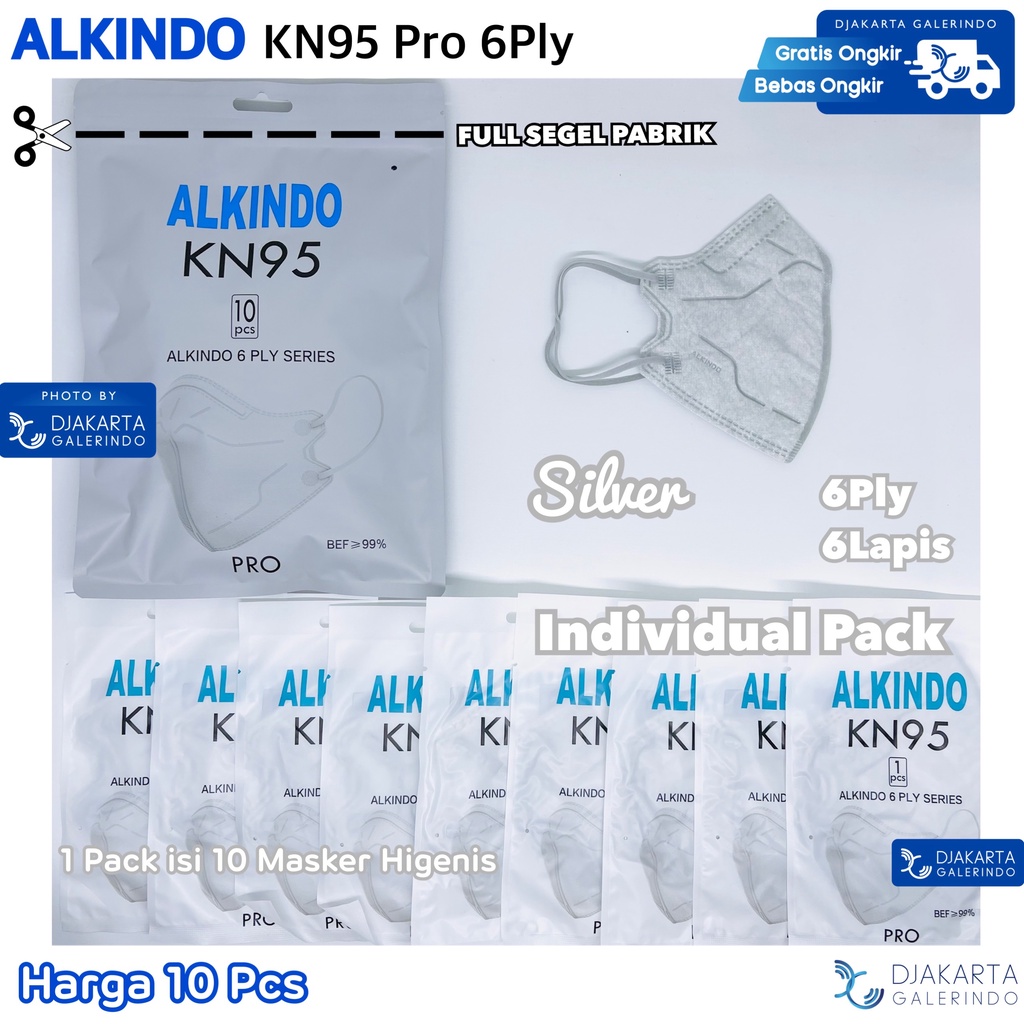 Masker Alkindo KN95 PRO Individual Pack 6PLY  isi 10Pcs