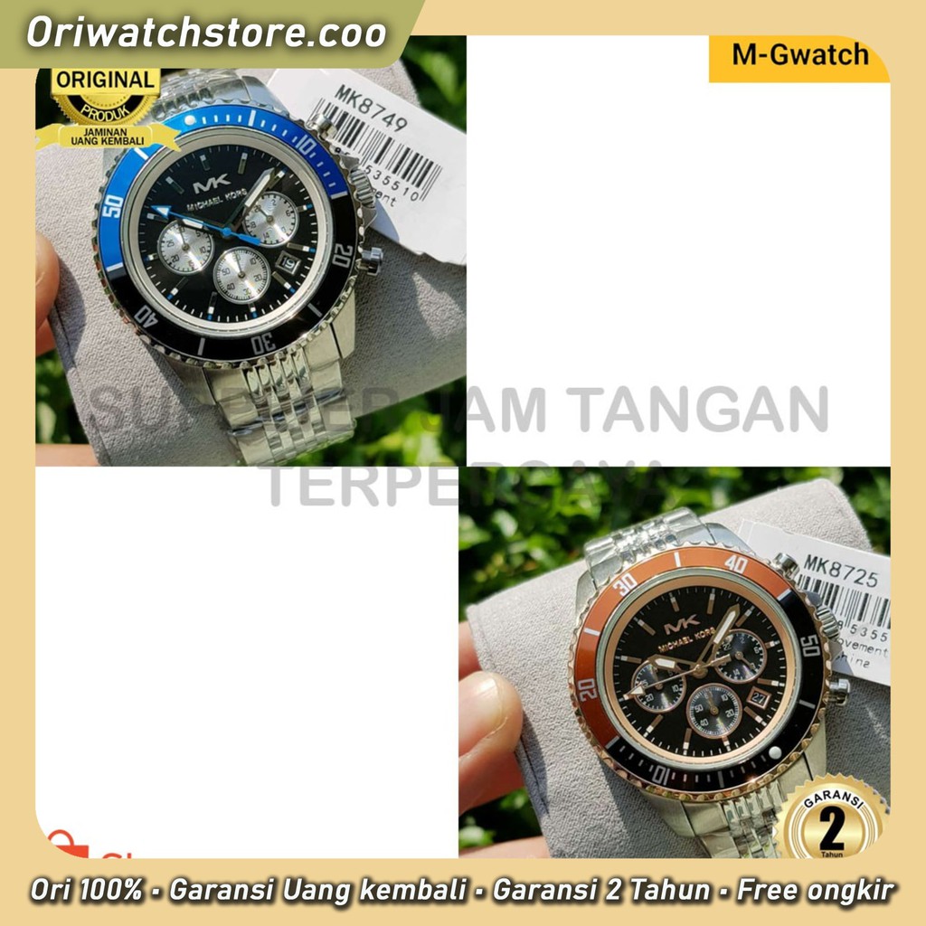 TERLARIS JAM TANGAN PRIA MK 8749 8725 STAINLESS STEEL SIZE 45MM BOX ORI PB MG STORE