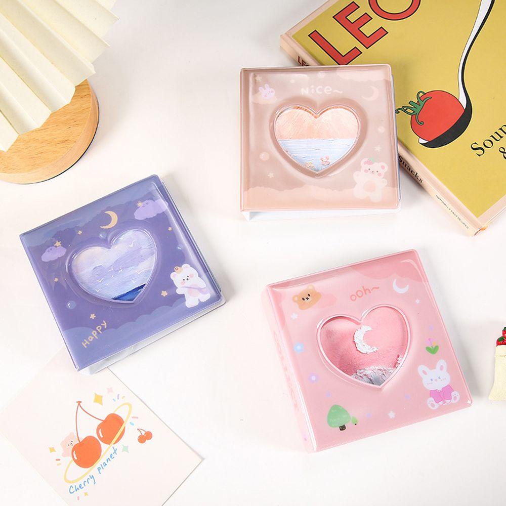 Needway   Cinta Berongga Album Kawaii Card Holder PVC 6x6 Penyimpanan Foto Buku Cat Minyak Buku Cap Buku Pengawet Persegi 10x10 Lukisan Cat Air Idol Card Sleeve