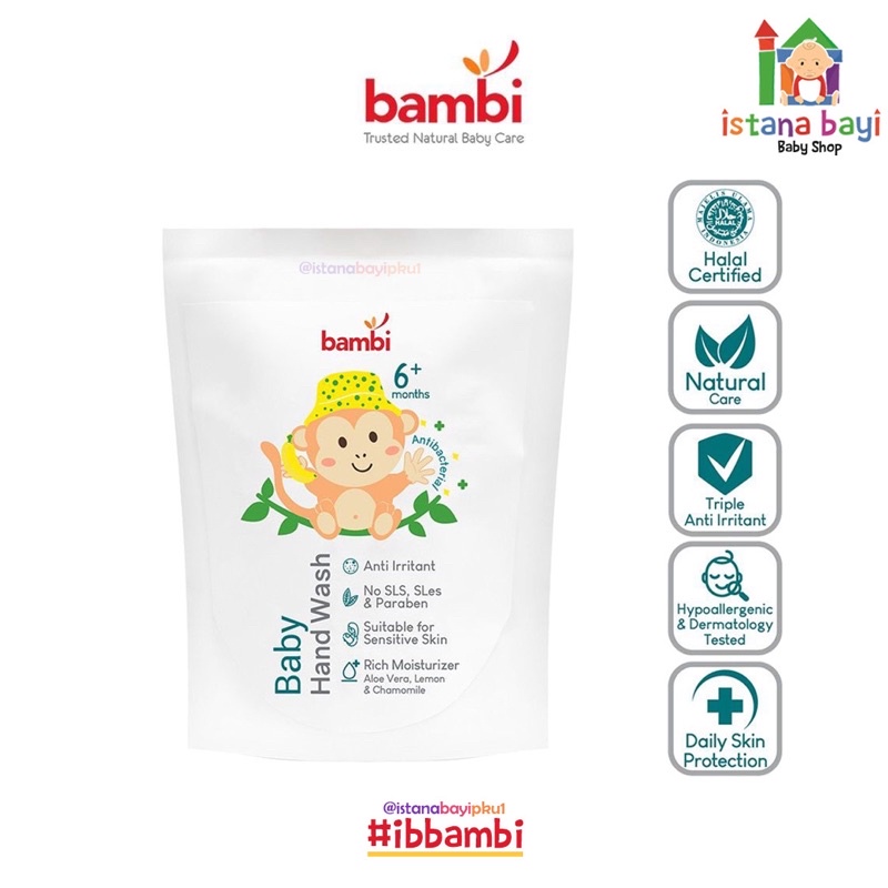 Bambi Baby Antibacterial Hand Wash 300 ml - Sabun cuci tangan anak