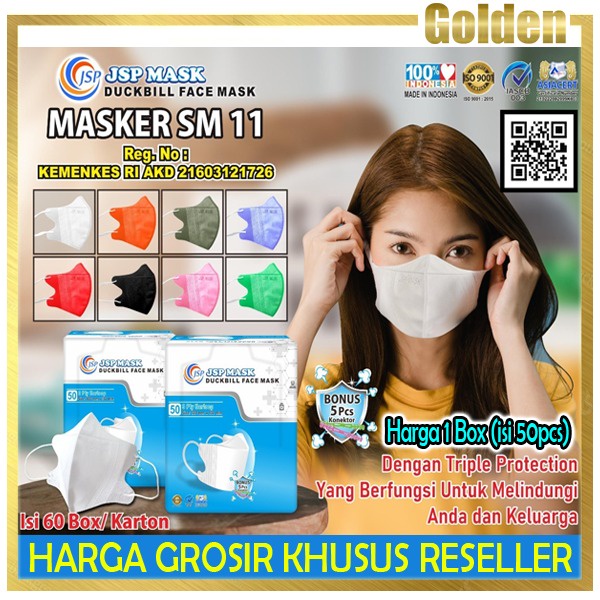 JSP Masker Duckbill Dewasa Medis Kemenkes 4 ply Surgical mask isi 25 / 50 pc