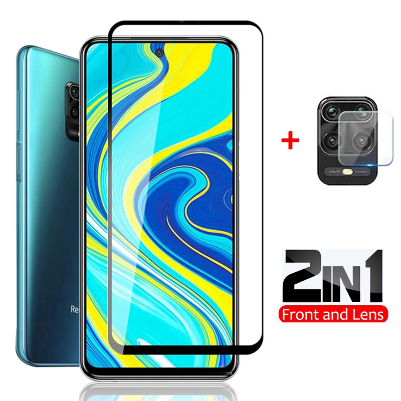 3in1 Pelindung Layar Tempered Glass+Lensa Film Karbon Fiber Untuk Xiaomi Redmi 9A 9C Note 9 Note 9 Pro Note 8 Pro Note 9s