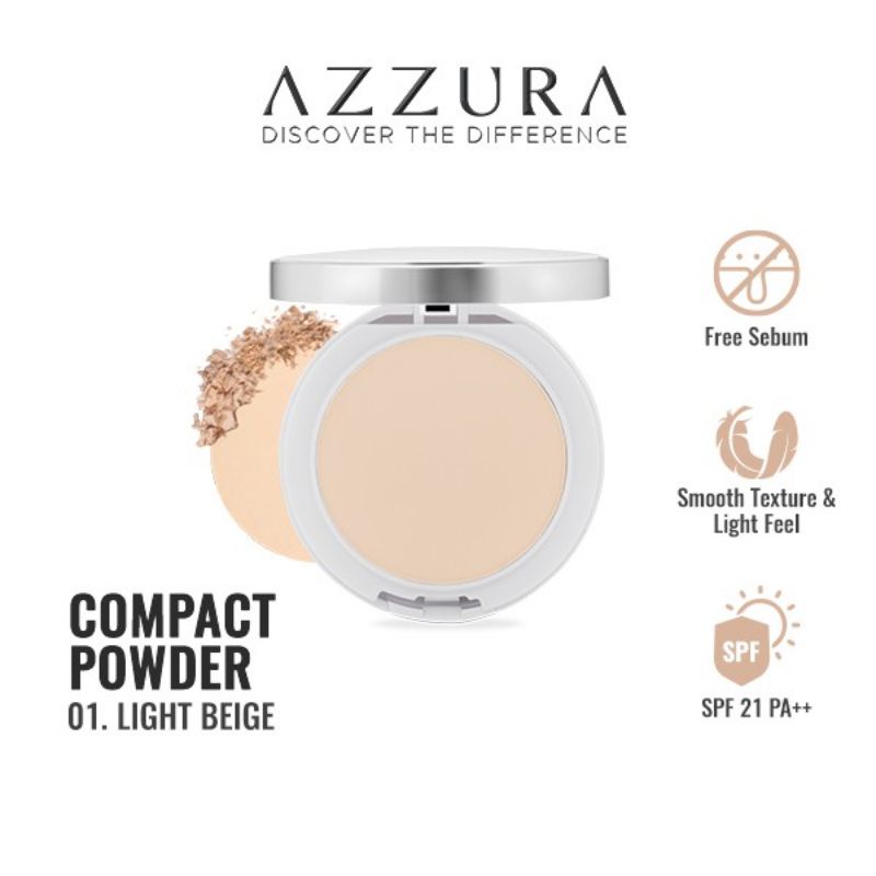 Azzura Compact Powder 14gr | Azzura Bedak Compact Padat Tempat Kaca