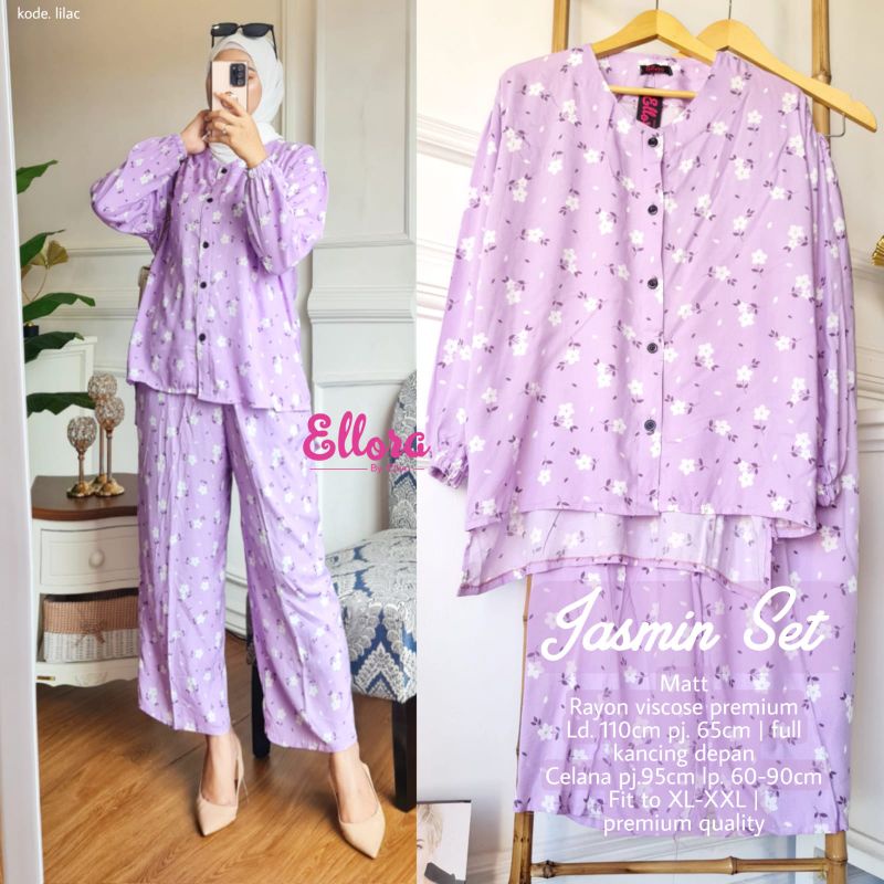 Setelan Wanita Model Terbaru Jasmin Set By Ellora Bahan Adem Nyaman Dipakai