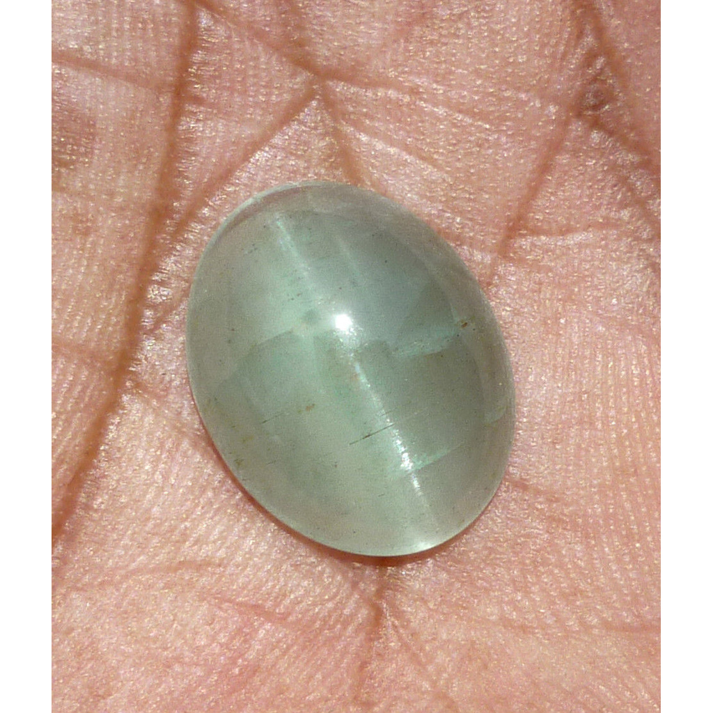 Natural Aquamarine Cat's Eye Lite Green Cabochon 9.98Ct AQ007