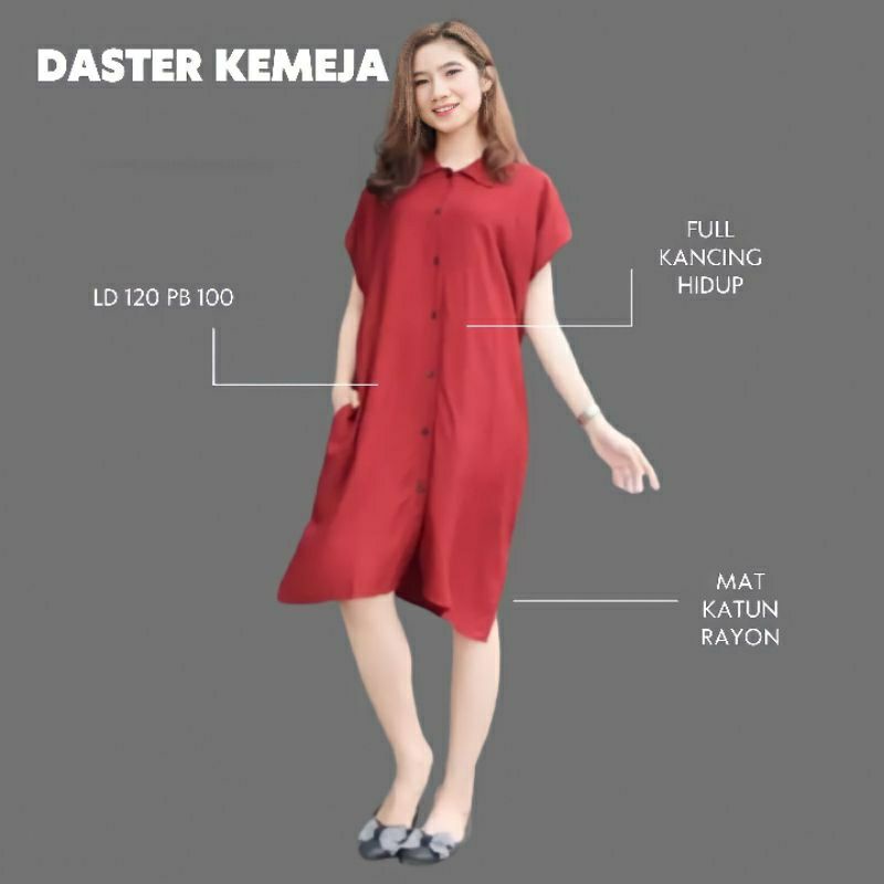 DASTER POLOS BUSUI - DASTER FULL KANCING AKTIF -  KERAH KEMEJA - DASTER KEMEJA