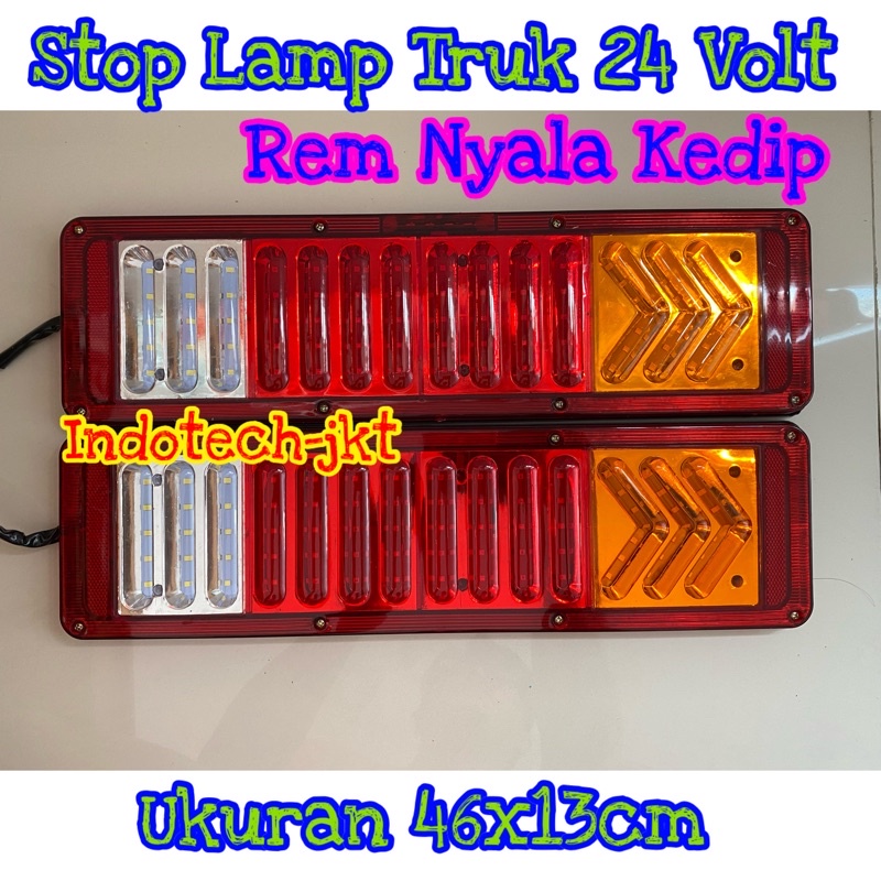 Stop Lamp Lampu Belakang Truk 24 Volt Rem nyala kedip Model 8D Ukuran 46cm