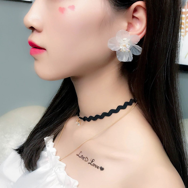 XiaoboACC Anting Tusuk Motif Kelopak Bunga Bahan Akrilik Handmade untuk Wanita