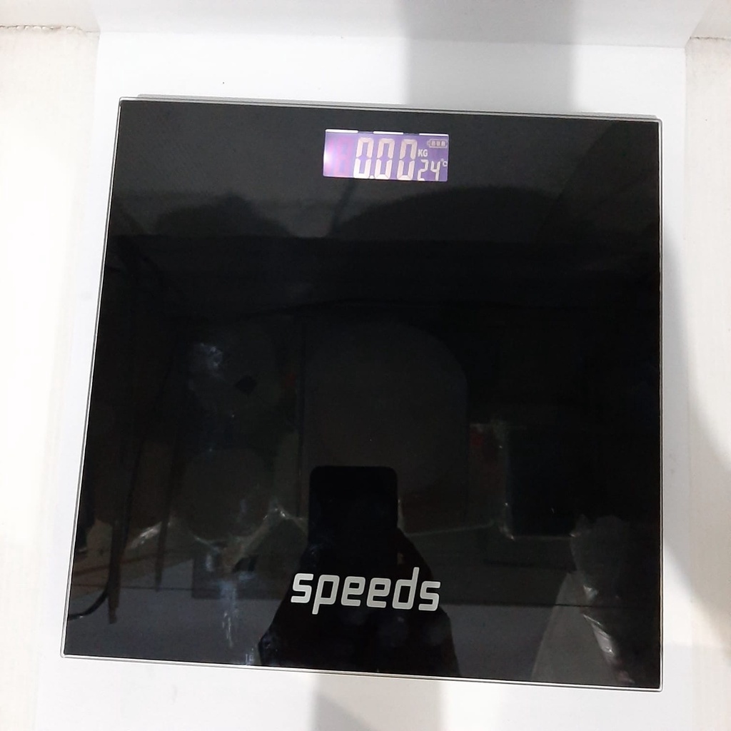 Alat Timbangan Badan Kaca Digital Murah Hitam Polos Max 180kg Body fat Scale 26x26cm