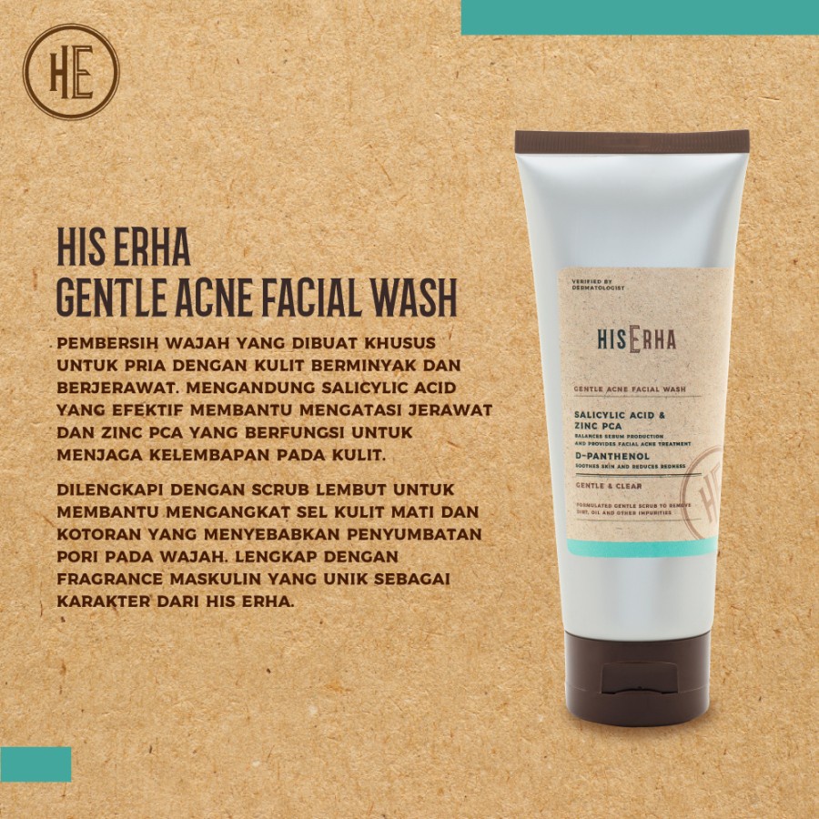 HIS ERHA GENTLE ACNE FACIAL WASH | SABUN MUKA JERAWAT PRIA