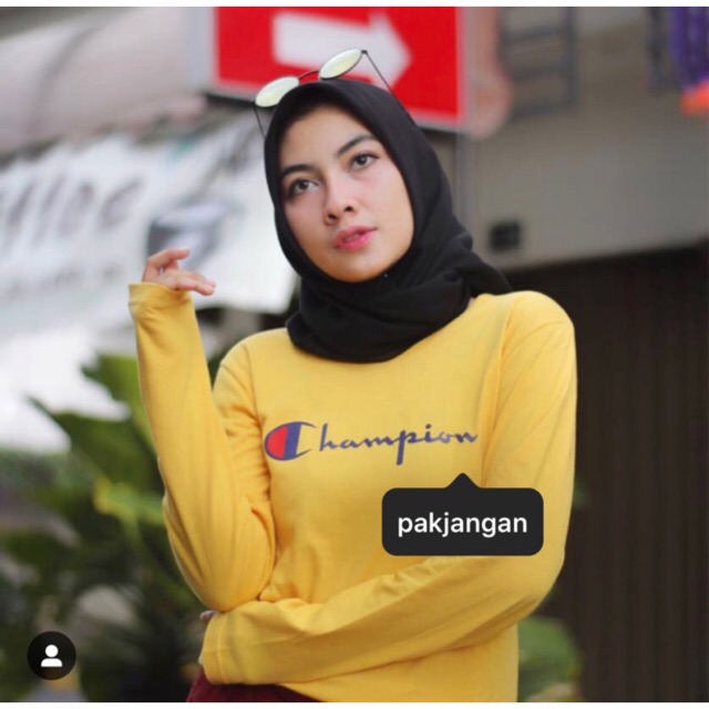 CHAMPION LONGSLEEVE KUNING MUSTARD PANJANG BAJU KAOS TUMBLR TEE TSHIRT