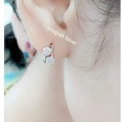 (COD)ANTING JEPIT FASHION REMAJA &amp; DEWASA KEMBANG 2 MATA BERLIAN PUTIH PERAK ASLI 925/SILVER  LAPISAN EMAS  PUTIH MURNI!!!