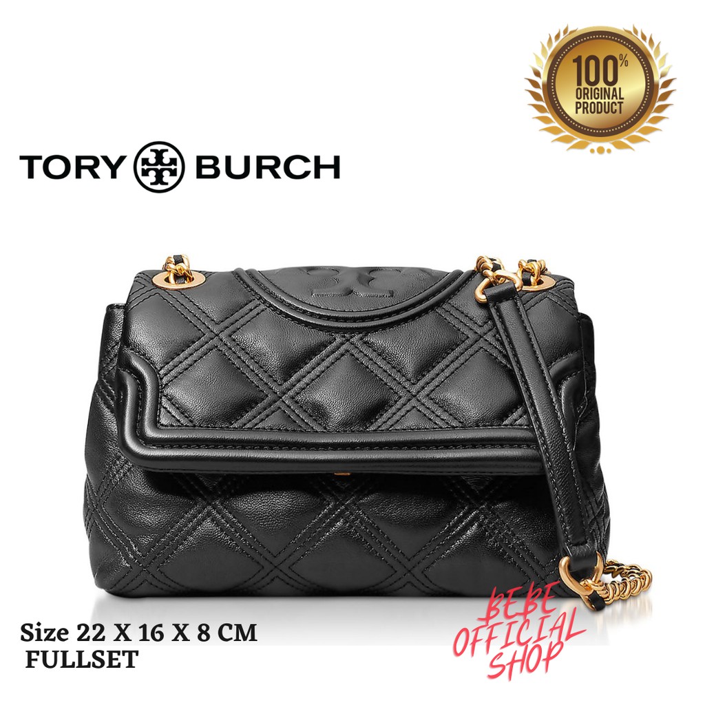 [ORIGINAL] TAS TORY BURCH Fleming Leather Convertible Bag Black FULLSET / Tas Wanita Tory Burch