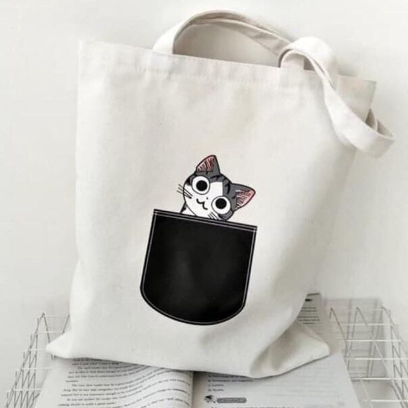 Tote Bag Wanita Murah Karakter Lucu Ada Resleting Tas Tote Wanita Handbag