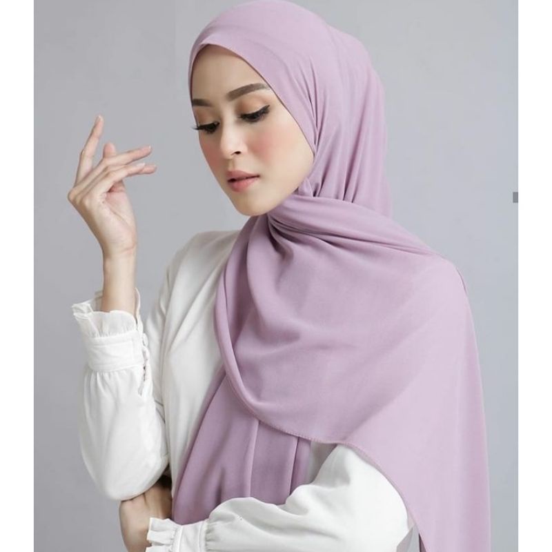 Hijab Segiempat Paris Polos Tegak | Red Rose | Varisha | Shanu | Azara |-Soft lilac