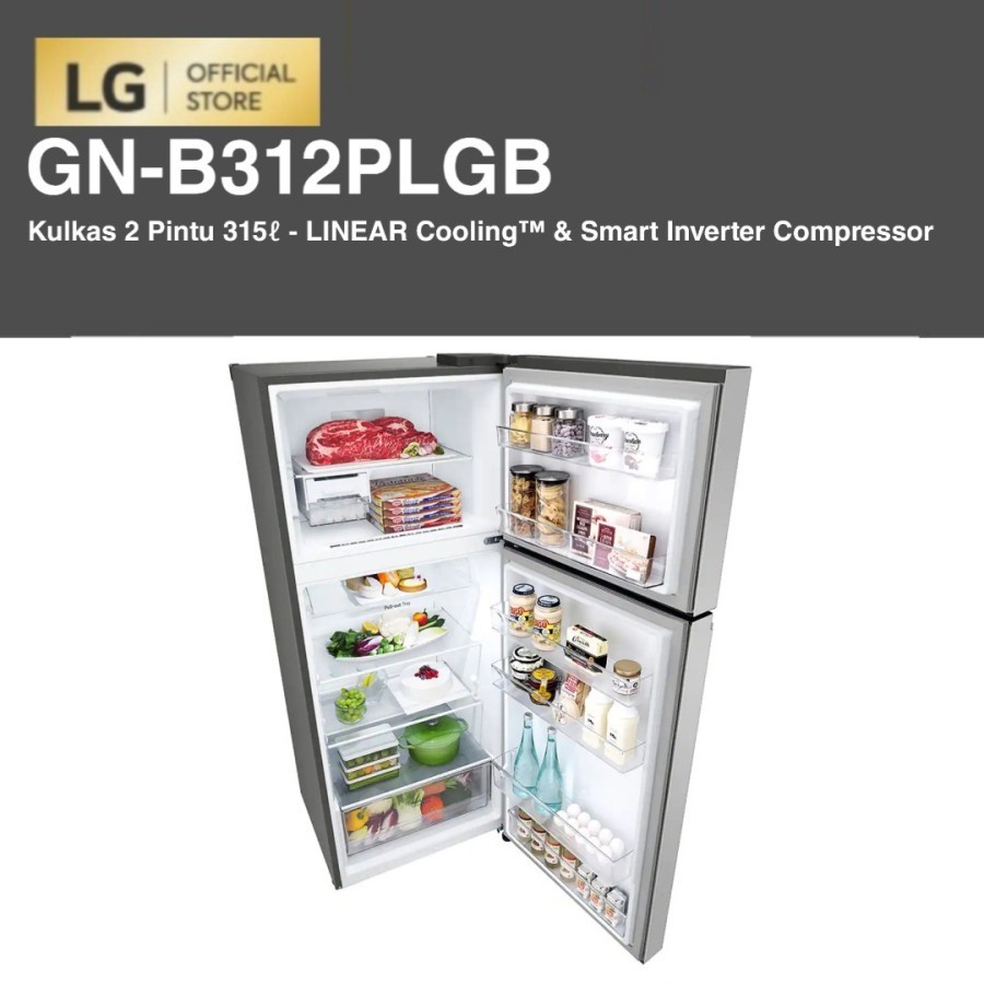 LG GN-B312PLGB Kulkas 2 Pintu 315 Liter LINEAR Cooling™ Smart Inverter