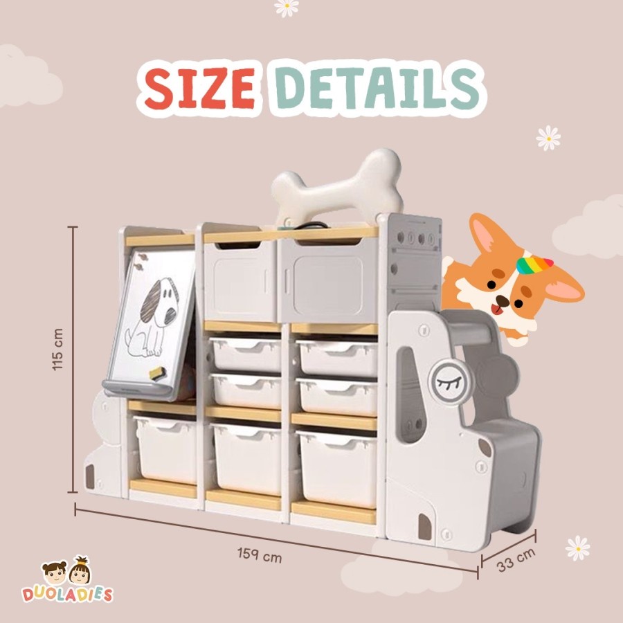 Duo Ladies Puppy storage serbaguna mainan anak