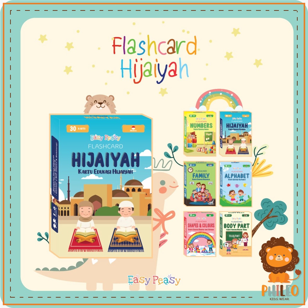 PHILEO | HIJAIYAH FLASH CARD - MAINAN KARTU EDUKASI ANAK - KARTU BELAJAR BAHASA INGGRIS DAN INDONESI