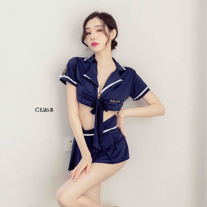 [READY STOK] LINGERIE SEXY KOSTUM COSPLAY LINGERIE SERAGAM POLISI SEKSI NAVY CL26B