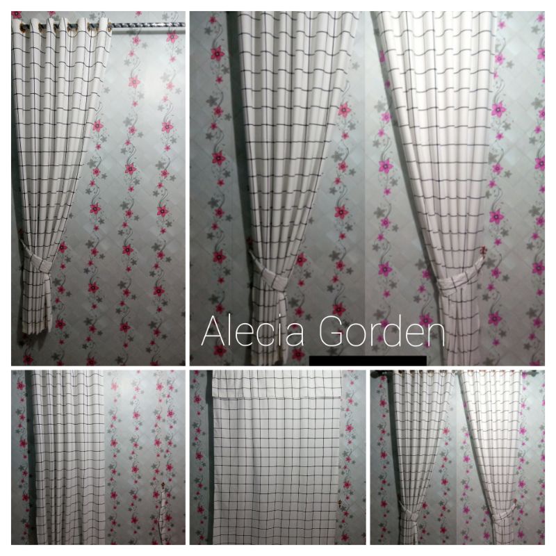 gorden jendela gorden minimalis gorden pintu motif kotak putih
