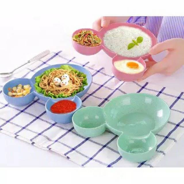 Piring Mangkok Mickey Mouse Bentuk Unik / Mangkuk Lucu Anak