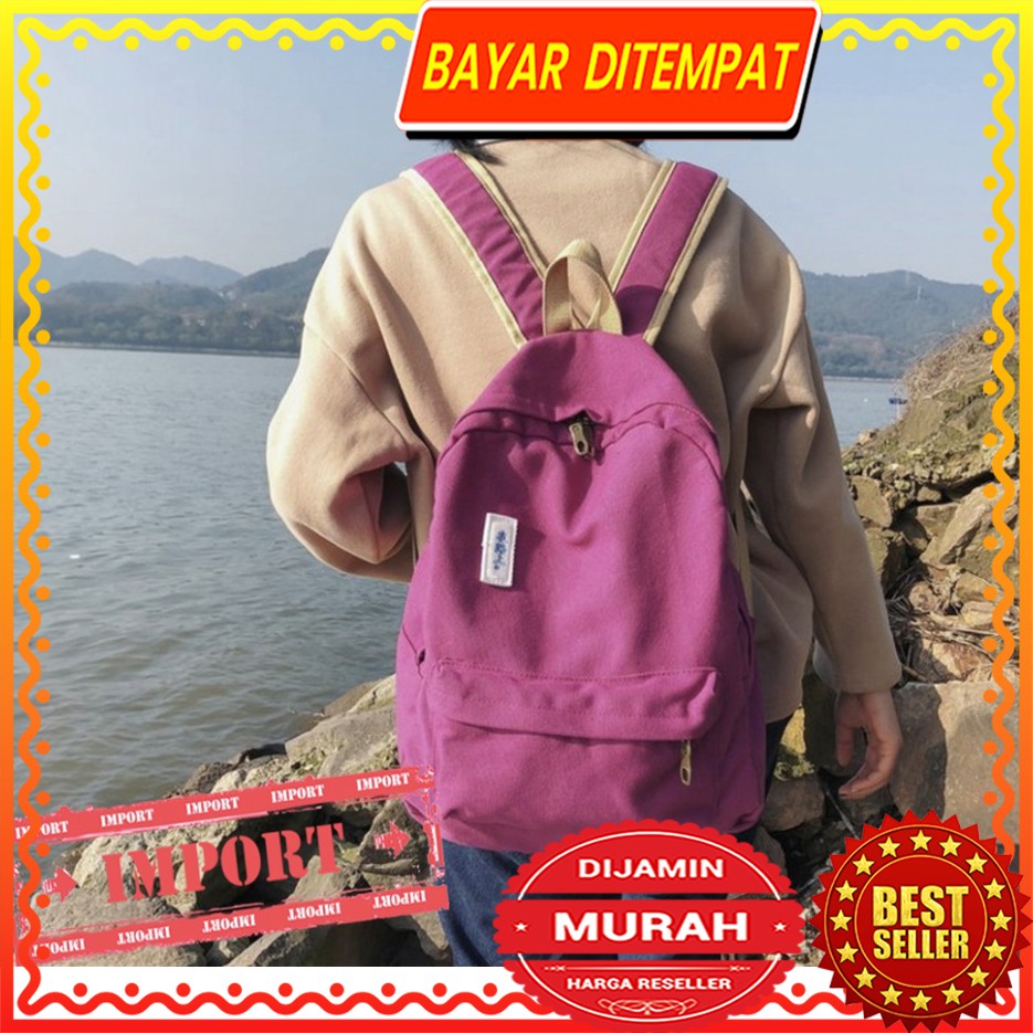 WYK47 Tas Ransel Multifungsi Backpack Modern Kanvas Simple Colour Murah Impor TKM